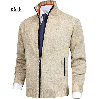 Frühlingssaison Lapelkragen Herren Strickjacke Pullover Große Größe Mode Cardigan Reißverschluss