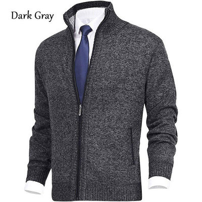 Frühlingssaison Lapelkragen Herren Strickjacke Pullover Große Größe Mode Cardigan Reißverschluss
