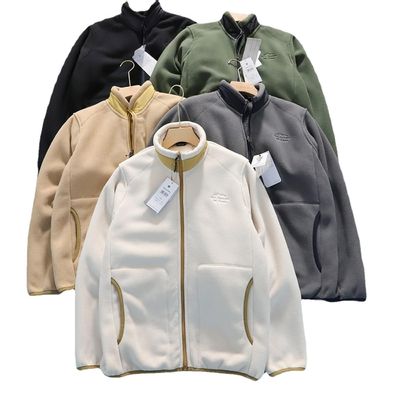 Broderierte Polarfleece Unisex Verdickte warme Halskette Herrenjacke Mantel gestrickt