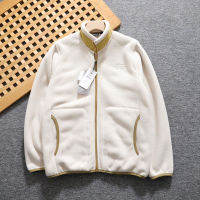 Broderierte Polarfleece Unisex Verdickte warme Halskette Herrenjacke Mantel gestrickt