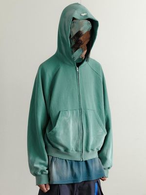 Vintage Zip Up Acid Wash Herren Hoodies Sweatshirts mit und Regularer Ärmel Stil