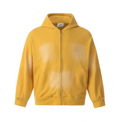 Männliche Acid Wash-Zip-Up-Hoodie in benutzerdefiniertem Schlips-Färbemittel für Streetwear