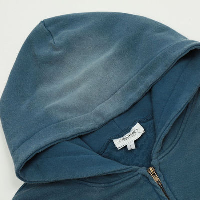 Männliche Acid Wash-Zip-Up-Hoodie in benutzerdefiniertem Schlips-Färbemittel für Streetwear