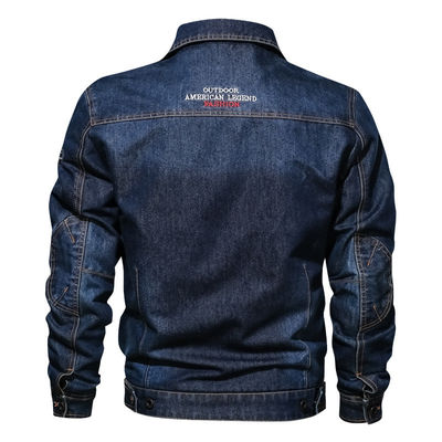 Gewässert für Männer Denimjacke für Straßenbekleidung Einbrust-Platte Design